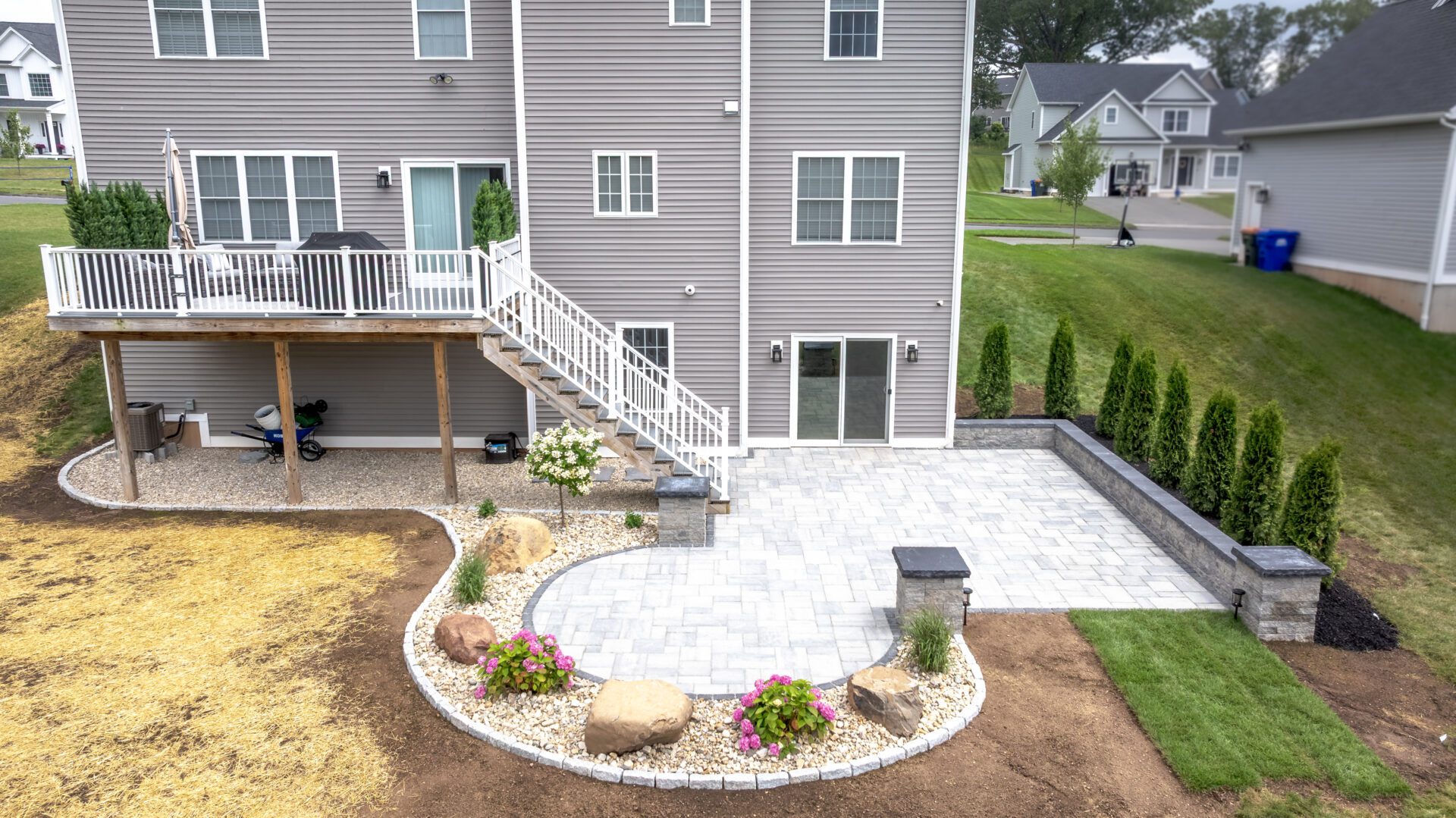 Finished custom patios Cheshire CT with natural stone